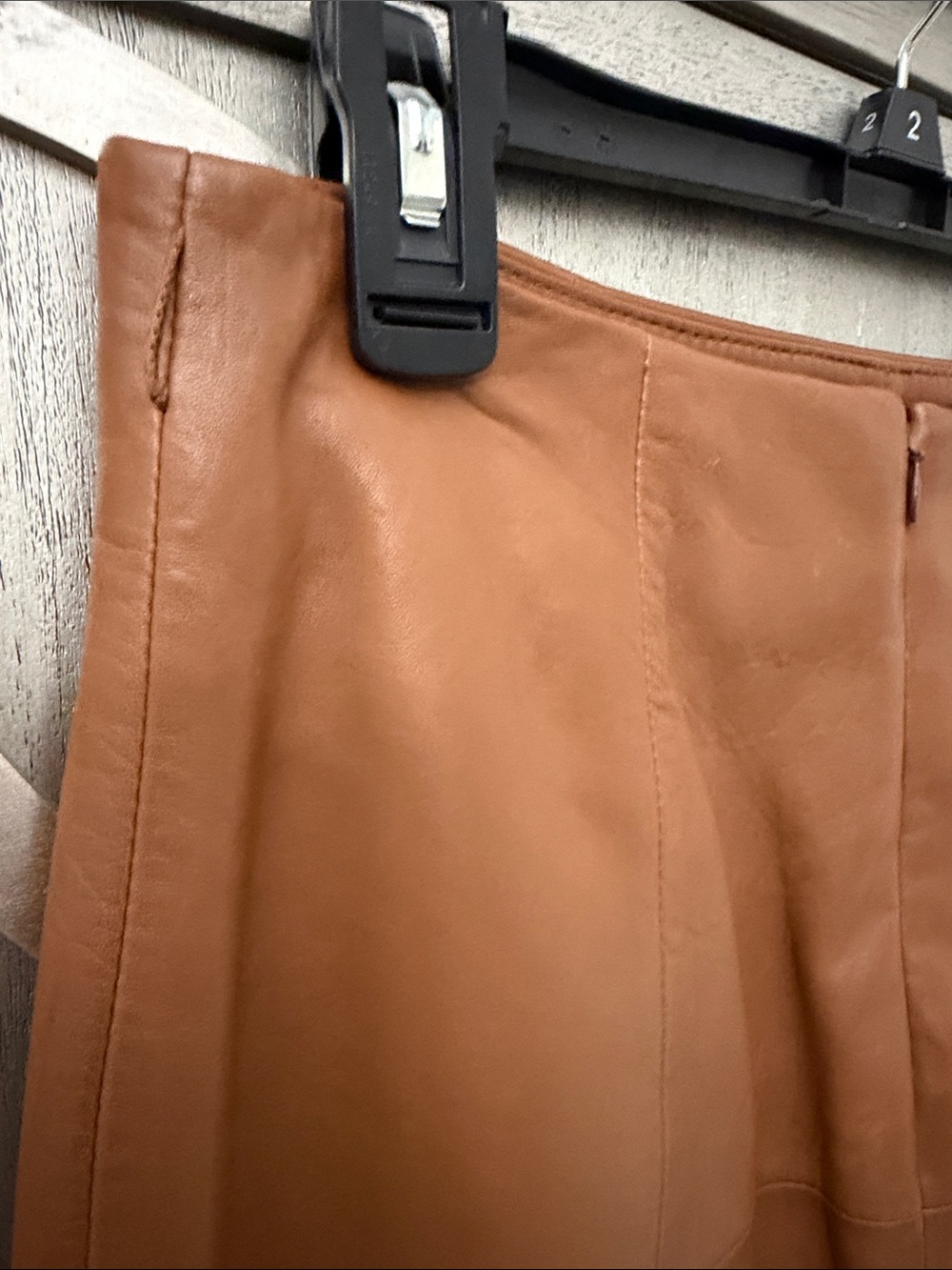 ANTONIO MELANI Brown 100% Leather Pencil Skirt with belt loops - Picture 10 of 10